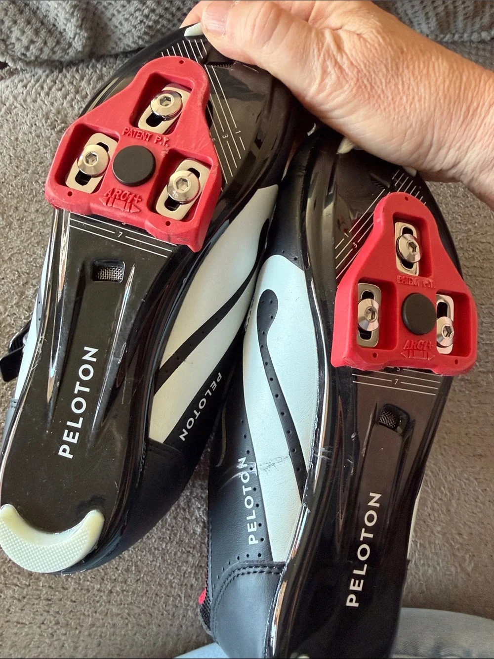 Peloton Black Athletic Cycling Shoes with Red Lining